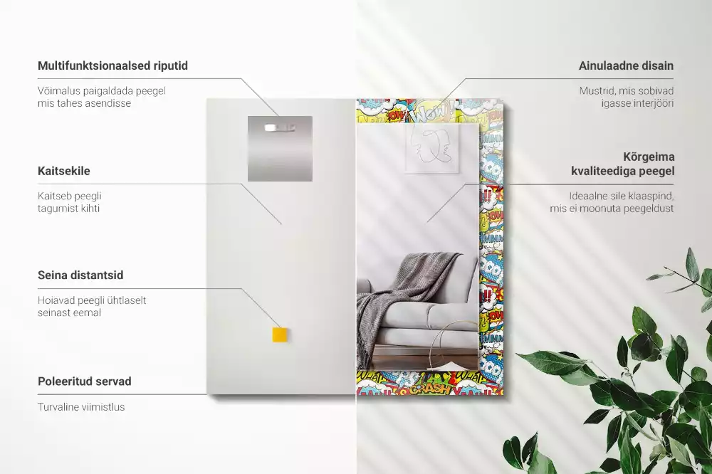 Négyszögletes dísztükör Színes képregény rakhatja