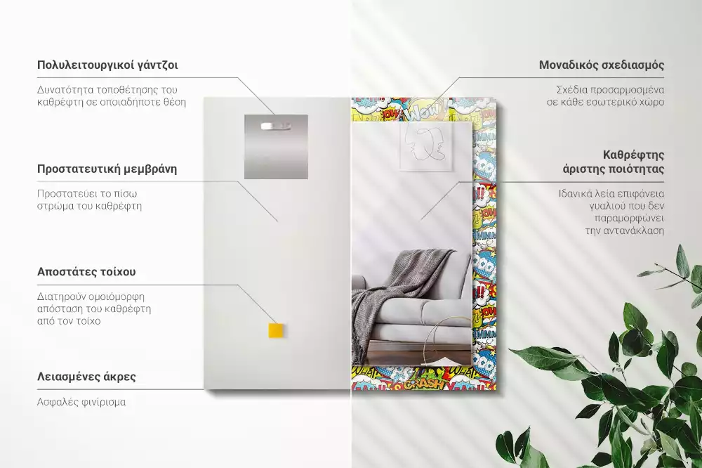 Négyszögletes dísztükör Színes képregény rakhatja