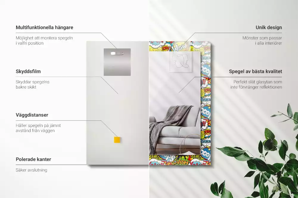 Négyszögletes dísztükör Színes képregény rakhatja