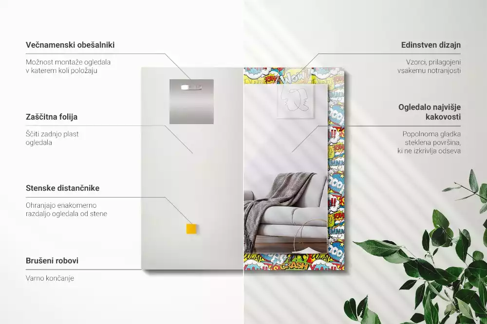 Négyszögletes dísztükör Színes képregény rakhatja