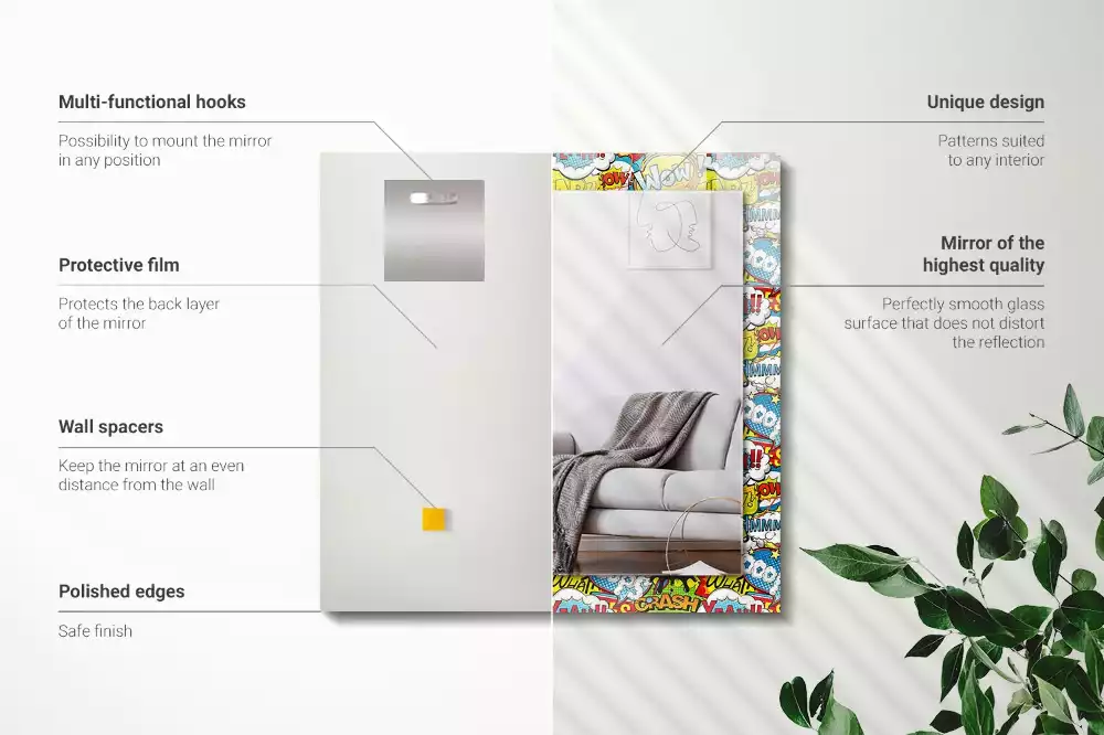 Négyszögletes dísztükör Színes képregény rakhatja