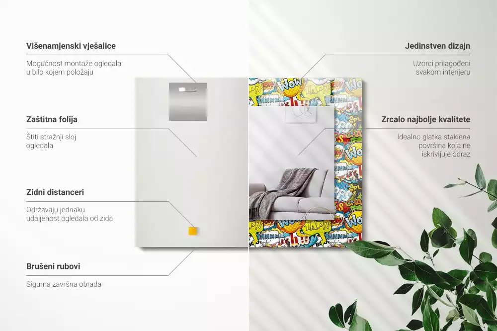 Négyszögletes dísztükör Színes képregény rakhatja