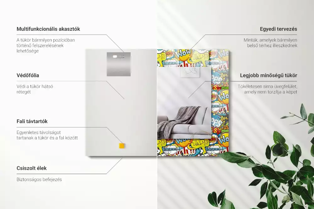 Négyszögletes dísztükör Színes képregény rakhatja