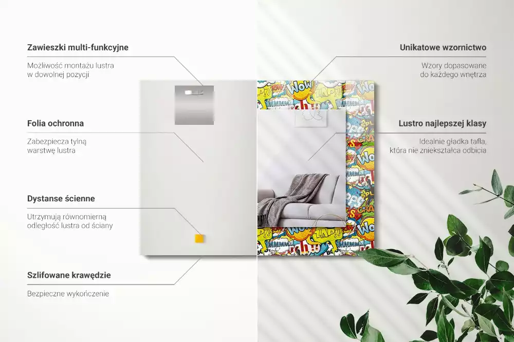 Négyszögletes dísztükör Színes képregény rakhatja