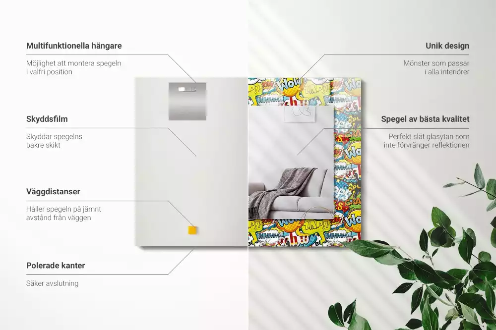 Négyszögletes dísztükör Színes képregény rakhatja