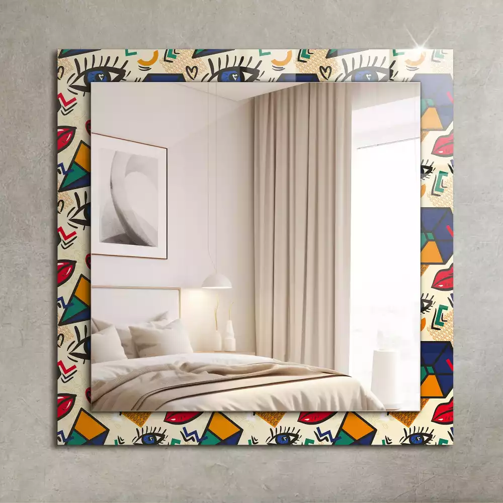 Négyszögletes dísztükör Szem-száj formák