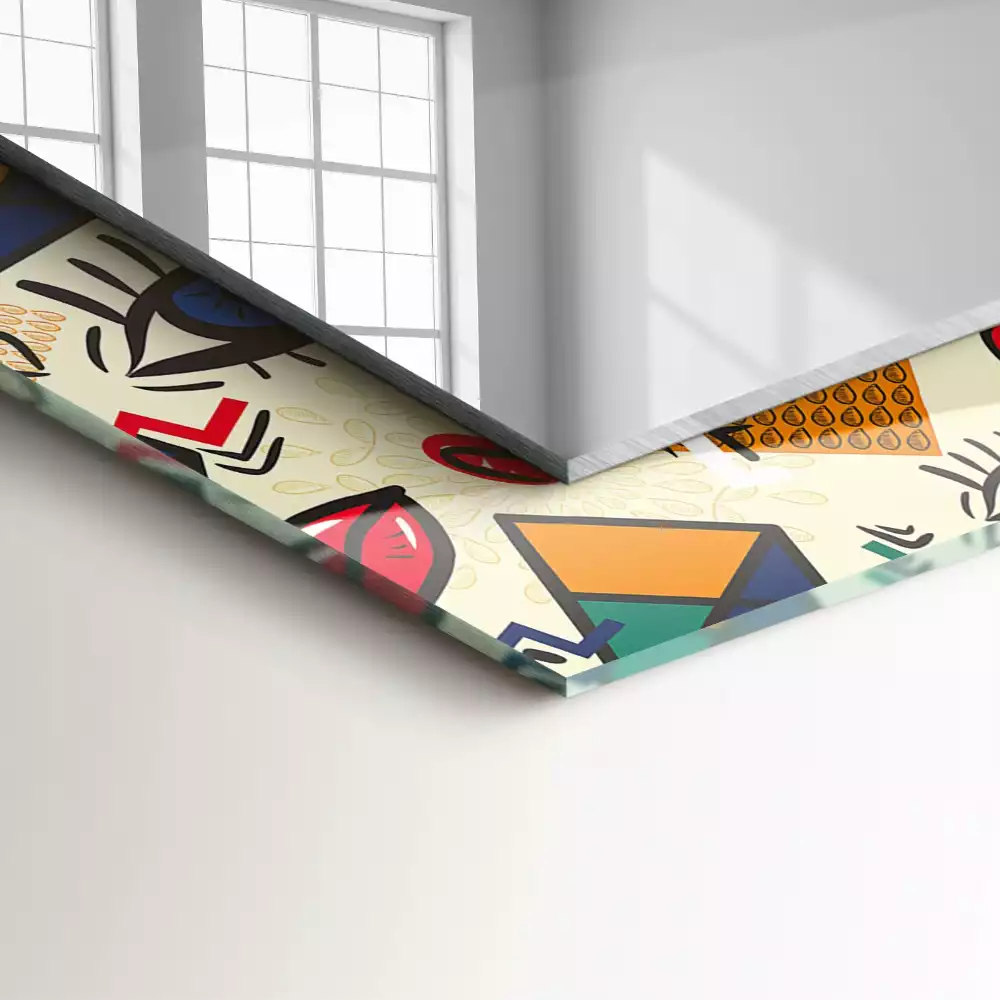 Négyszögletes dísztükör Szem-száj formák