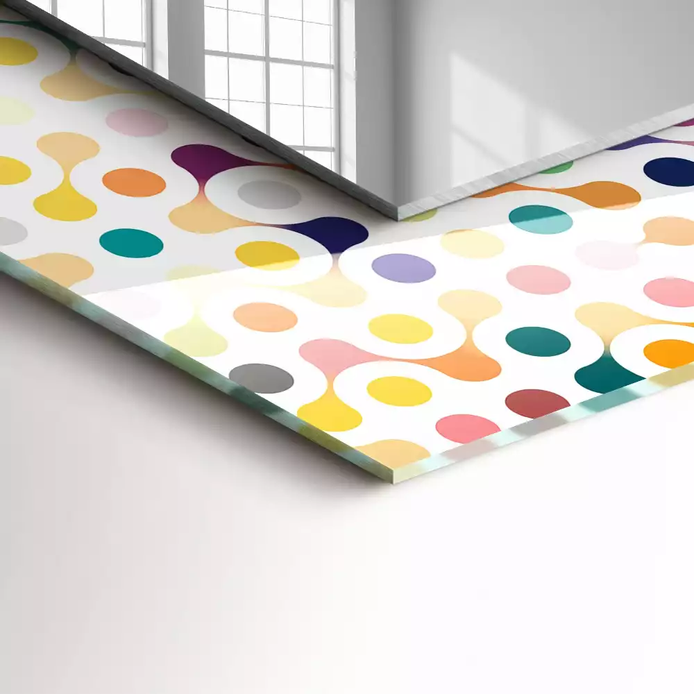 Négyszögletes díszes tükör Színes geometrikus minta