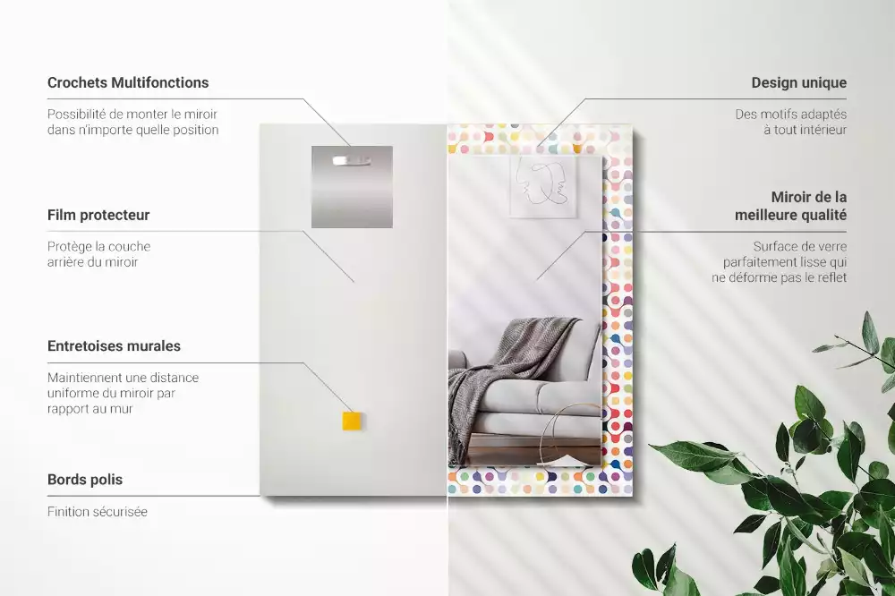 Négyszögletes díszes tükör Színes geometrikus minta