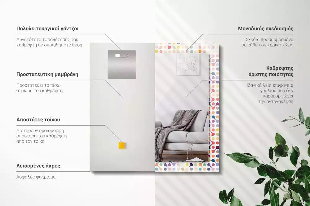 Négyszögletes díszes tükör Színes geometrikus minta