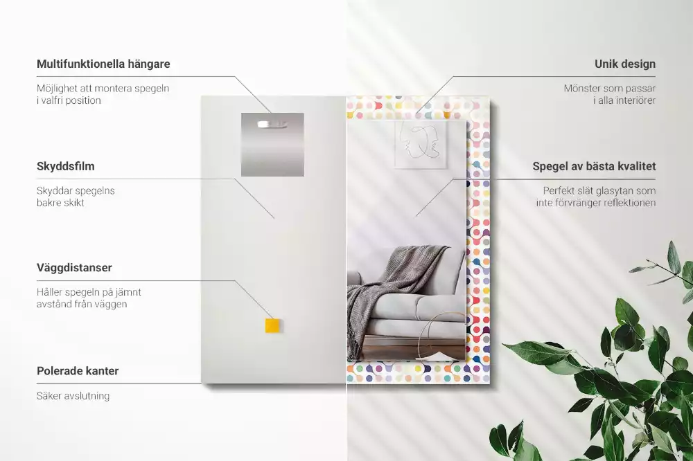 Négyszögletes díszes tükör Színes geometrikus minta