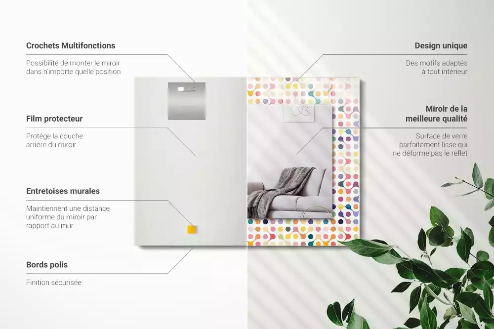 Négyszögletes díszes tükör Színes geometrikus minta