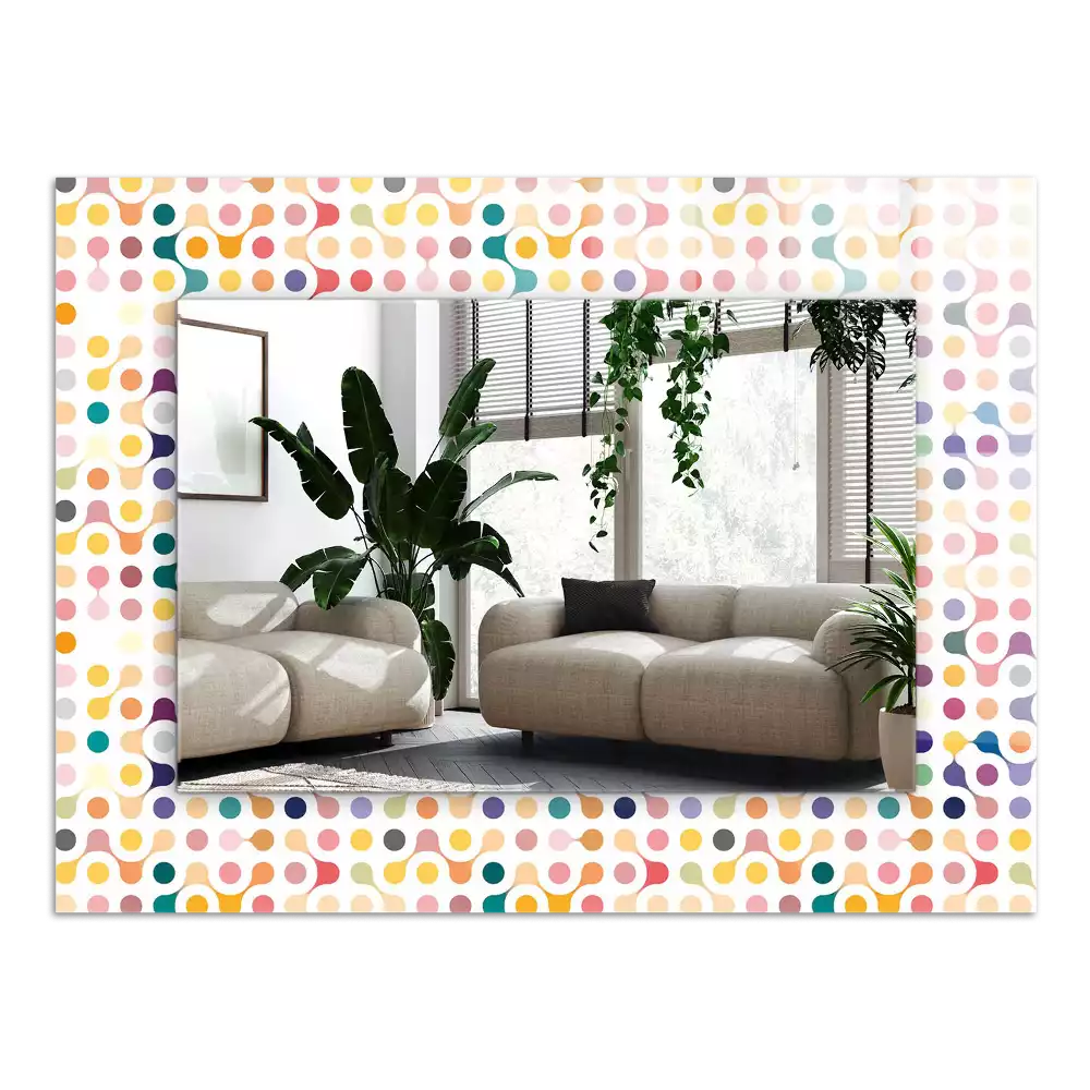 Négyszögletes díszes tükör Színes geometrikus minta