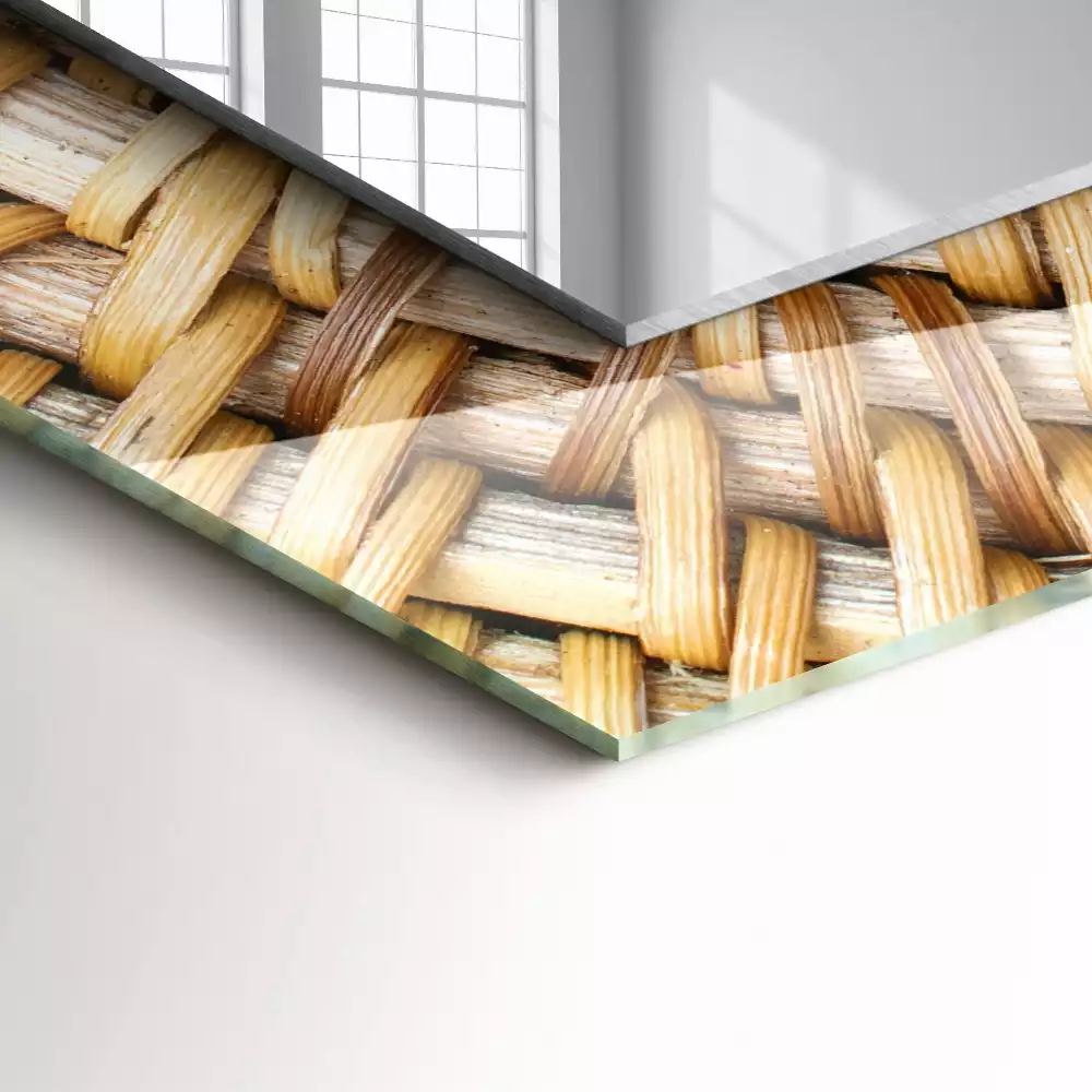 Négyszögletes díszes tükör Vesszőből fon