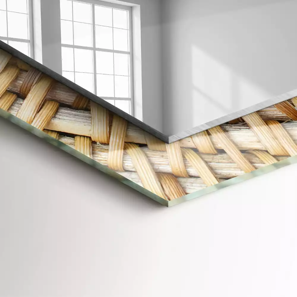 Négyszögletes díszes tükör Vesszőből fon