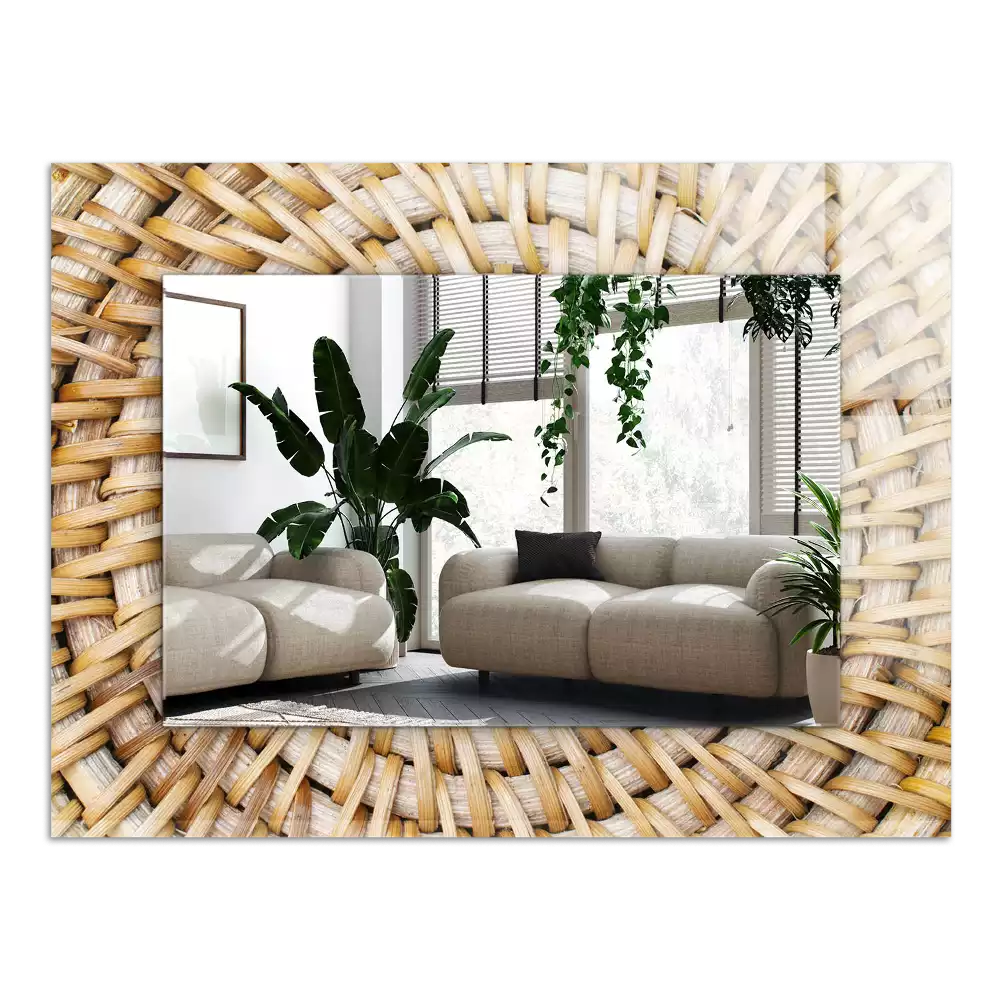 Négyszögletes díszes tükör Vesszőből fon