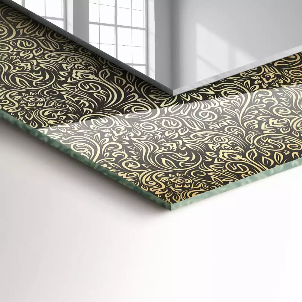 Négyszögletes díszes tükör Arany dísz minta