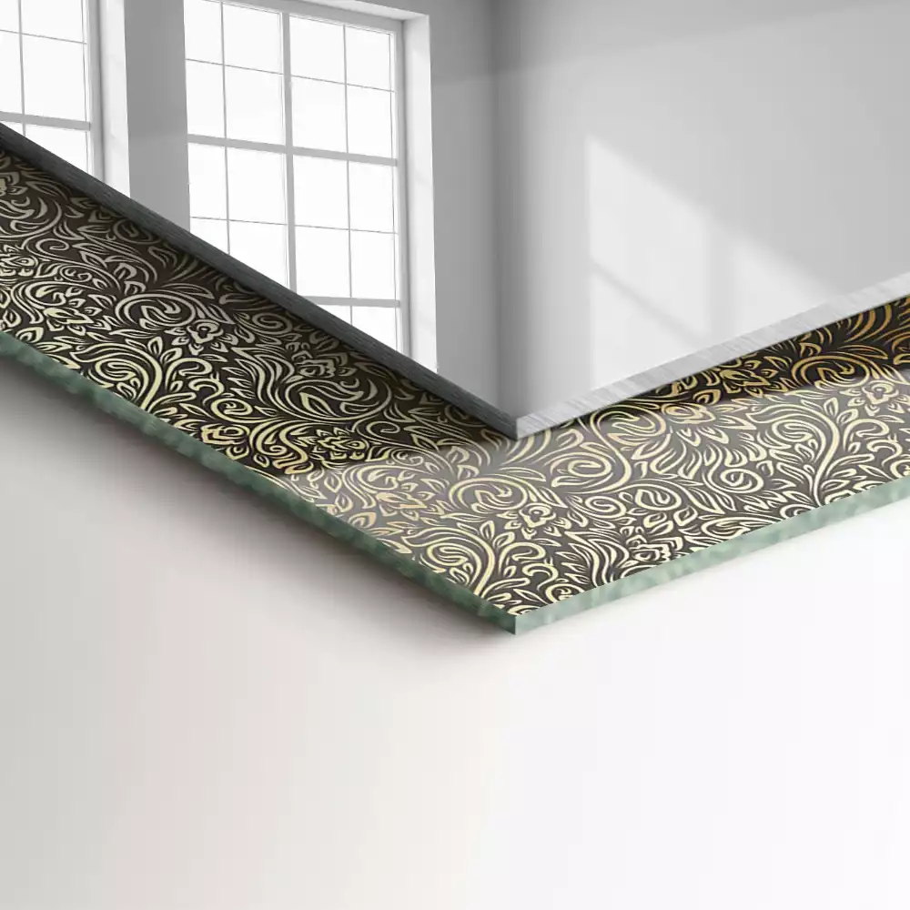 Négyszögletes díszes tükör Arany dísz minta