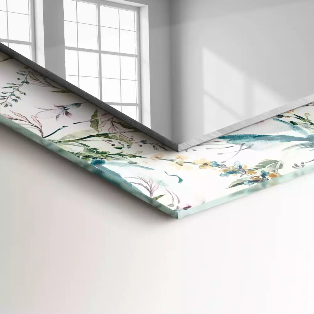 Négyszögletes díszes tükör Virágos akvarell minta