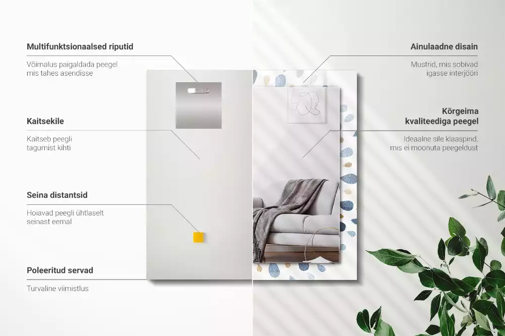 Négyszögletes díszes tükör Absztrakt mandala minta