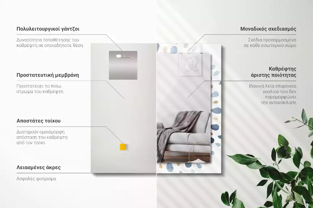 Négyszögletes díszes tükör Absztrakt mandala minta