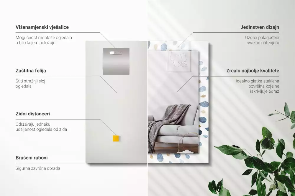 Négyszögletes díszes tükör Absztrakt mandala minta