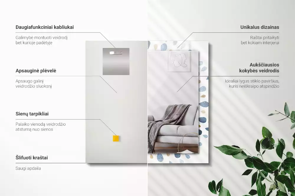 Négyszögletes díszes tükör Absztrakt mandala minta