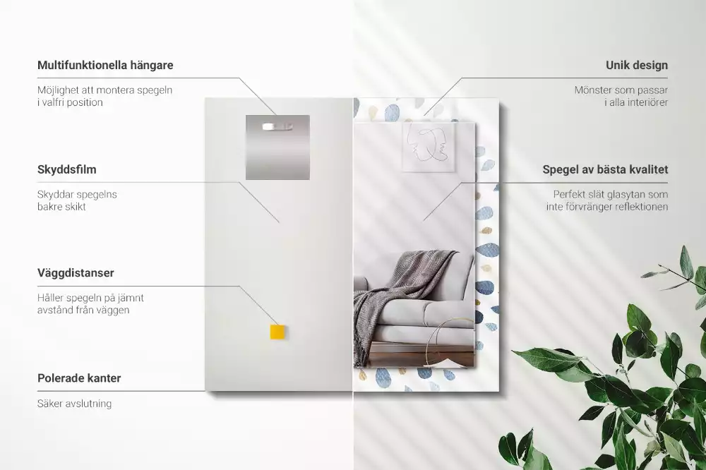 Négyszögletes díszes tükör Absztrakt mandala minta