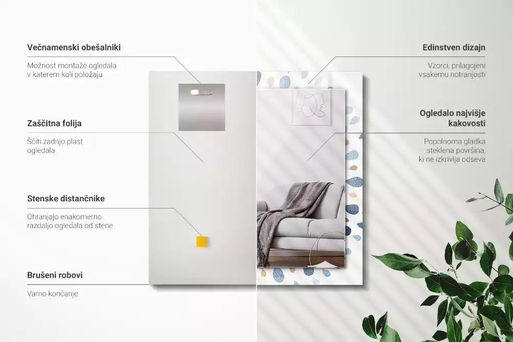 Négyszögletes díszes tükör Absztrakt mandala minta