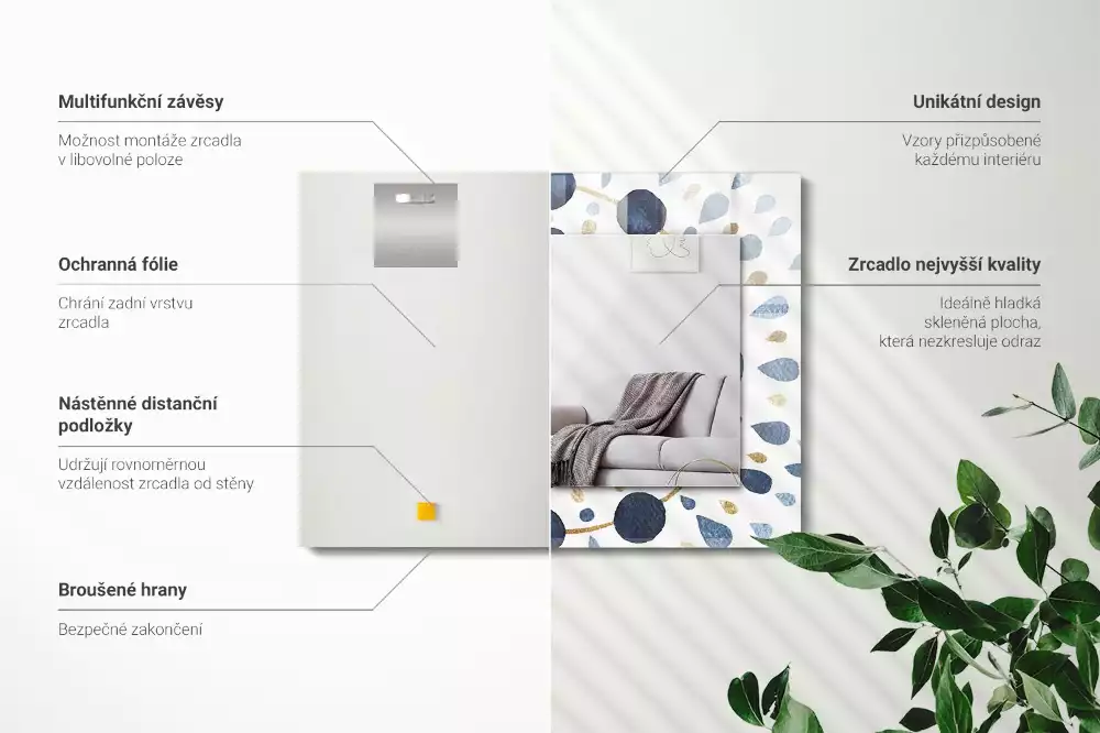 Négyszögletes díszes tükör Absztrakt mandala minta