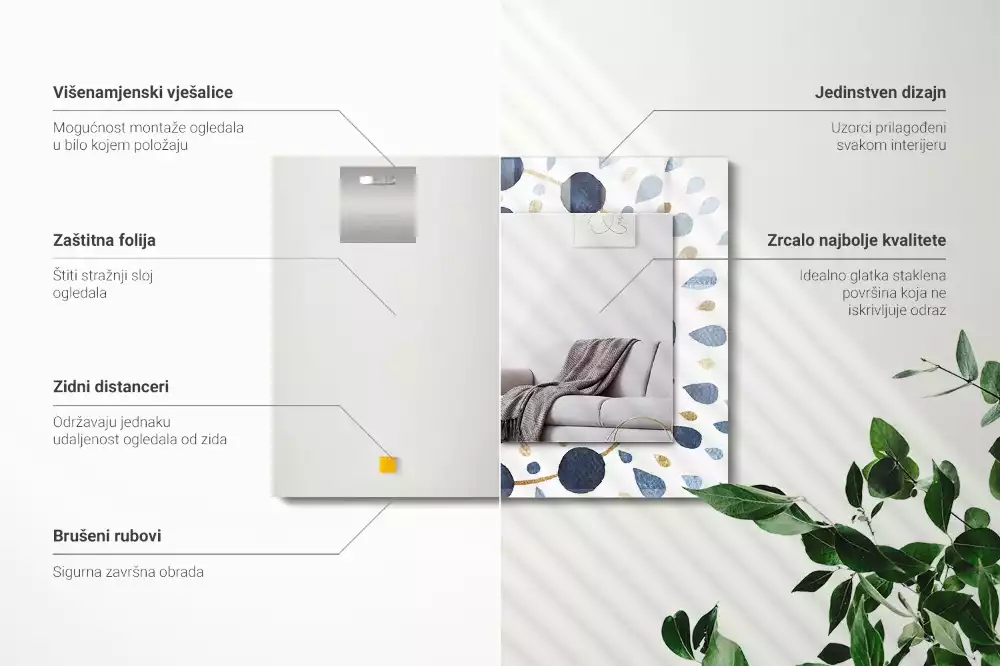 Négyszögletes díszes tükör Absztrakt mandala minta