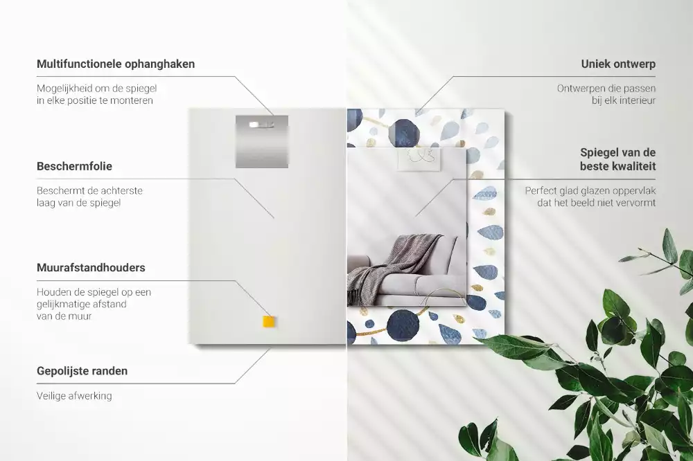 Négyszögletes díszes tükör Absztrakt mandala minta