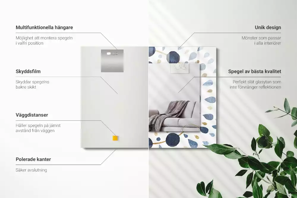 Négyszögletes díszes tükör Absztrakt mandala minta