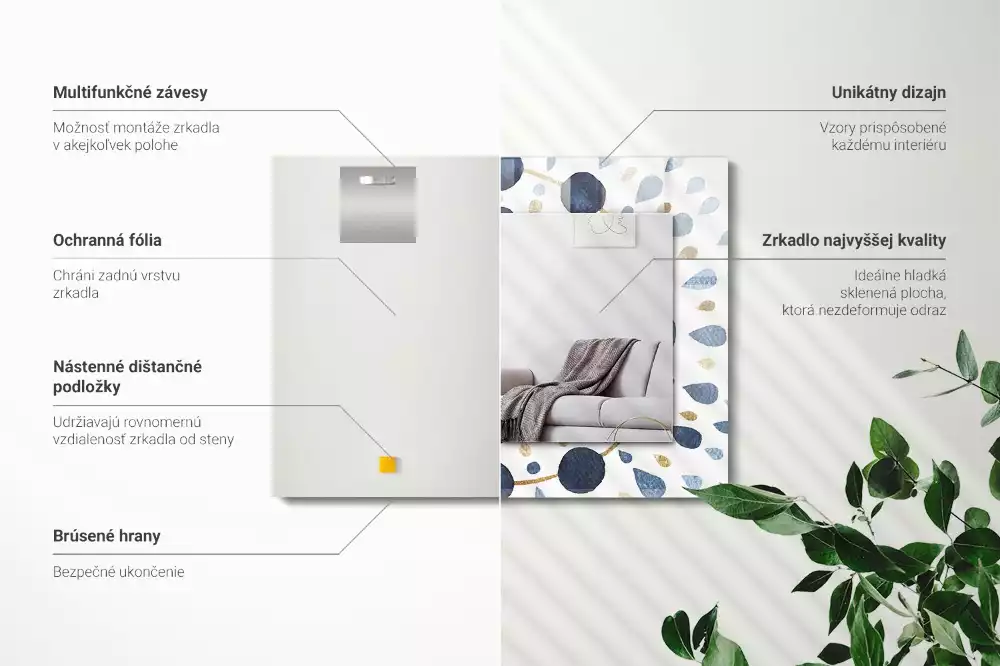 Négyszögletes díszes tükör Absztrakt mandala minta