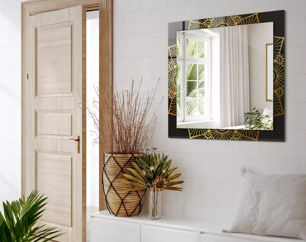 Négyszögletes díszes tükör mandala minta