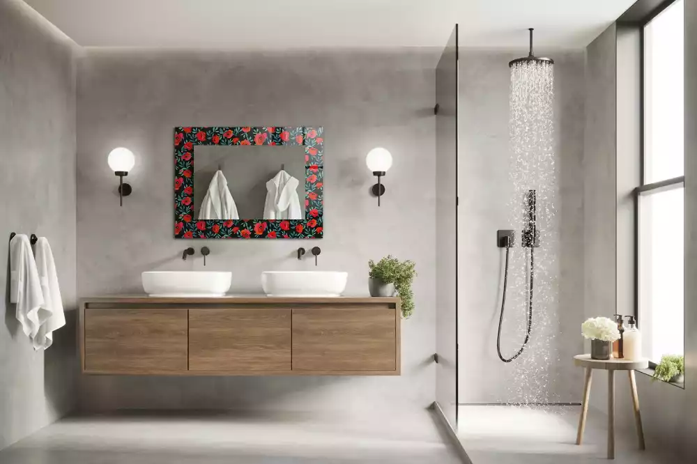 Négyszögletes díszes tükör Pipacsok Virágok