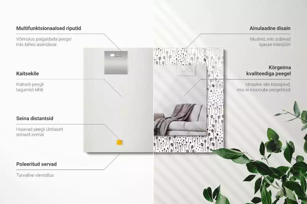 Négyszögletes díszes tükör Minimalista természet