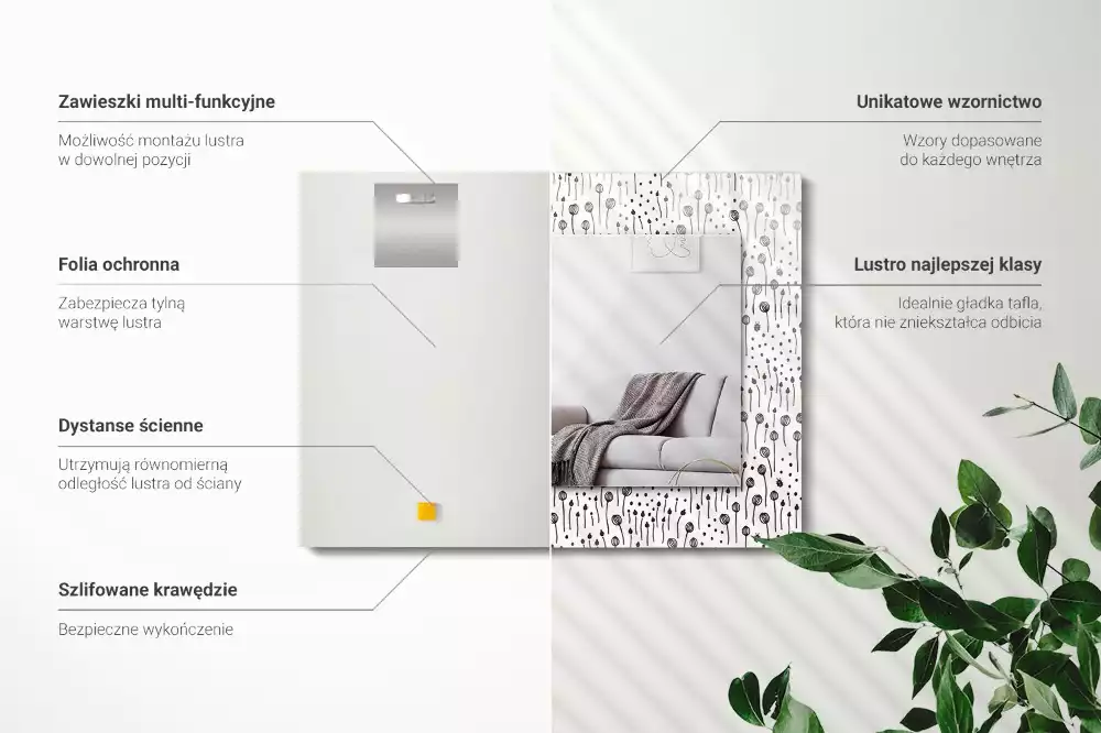 Négyszögletes díszes tükör Minimalista természet