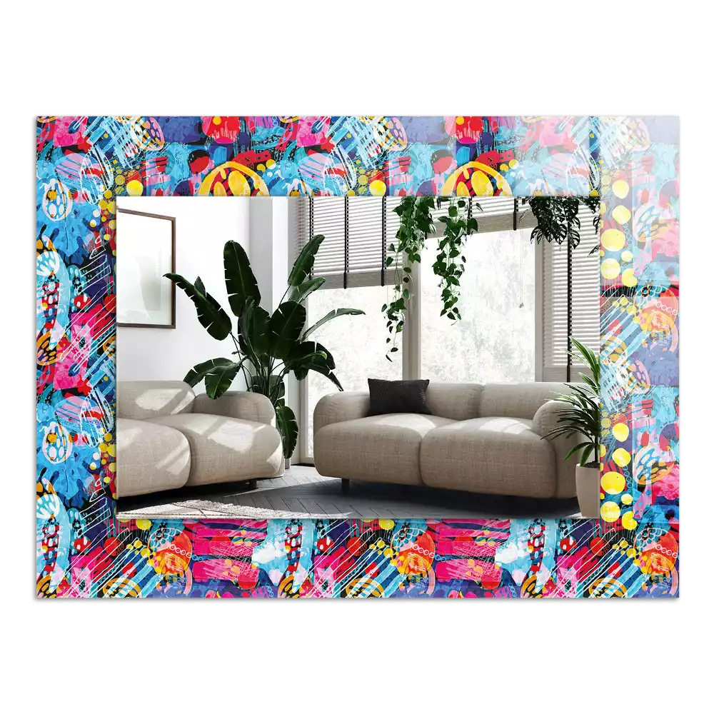 Négyszögletes díszes tükör Színes absztrakt minta