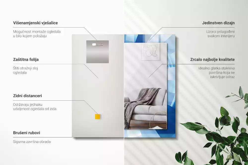 Négyszögletes díszes tükör Absztrakt alagút