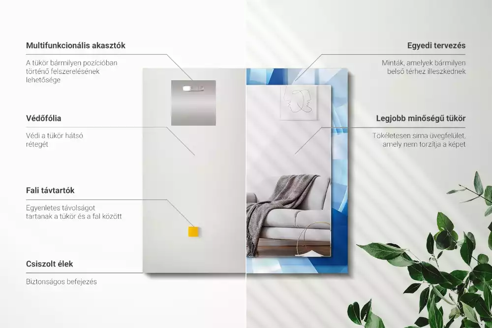 Négyszögletes díszes tükör Absztrakt alagút