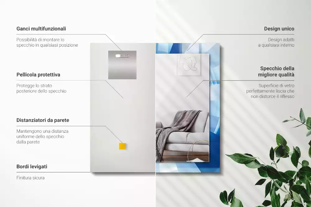 Négyszögletes díszes tükör Absztrakt alagút