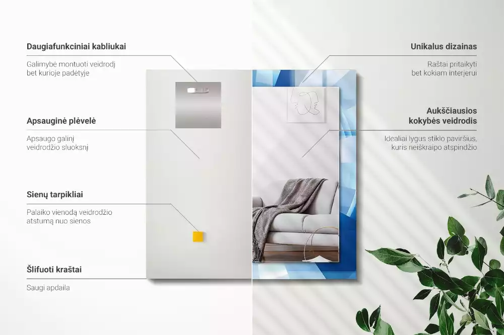 Négyszögletes díszes tükör Absztrakt alagút