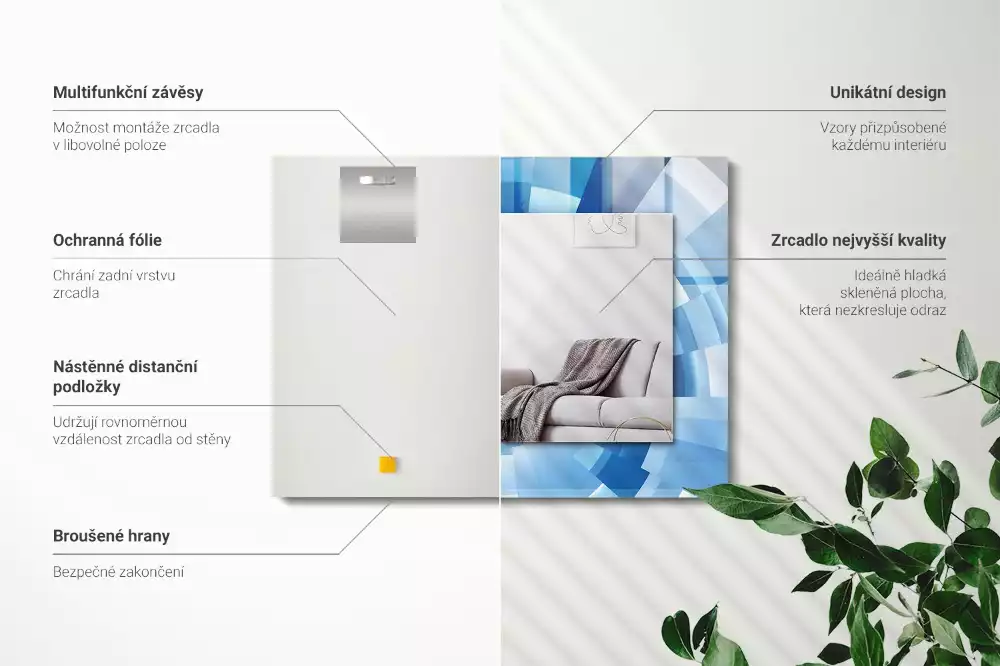 Négyszögletes díszes tükör Absztrakt alagút