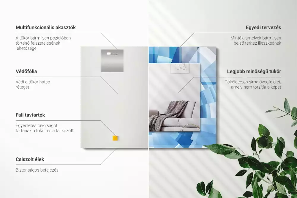 Négyszögletes díszes tükör Absztrakt alagút