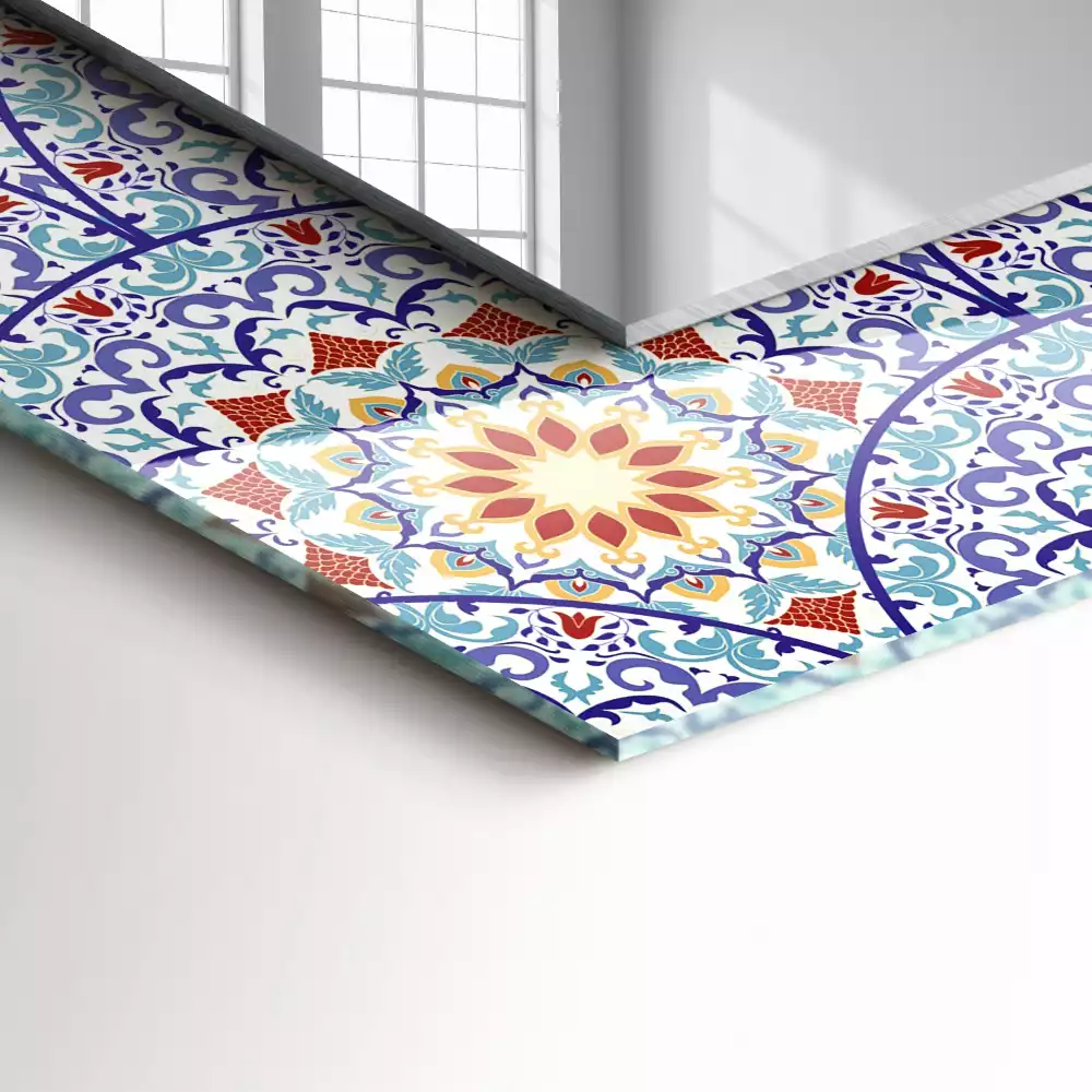 Négyszögletes díszes tükör Mandalák