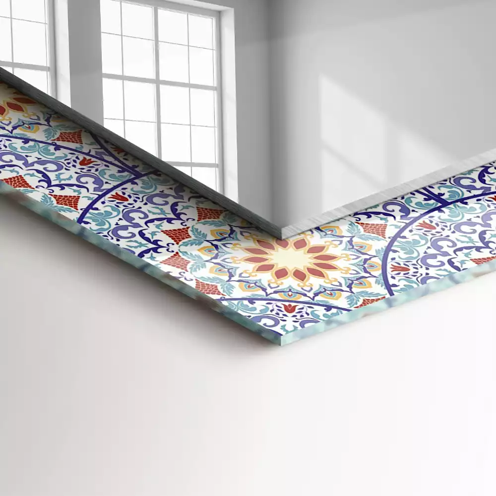 Négyszögletes díszes tükör Mandalák