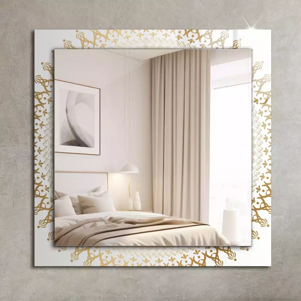 Négyszögletes díszes tükör mandala minta