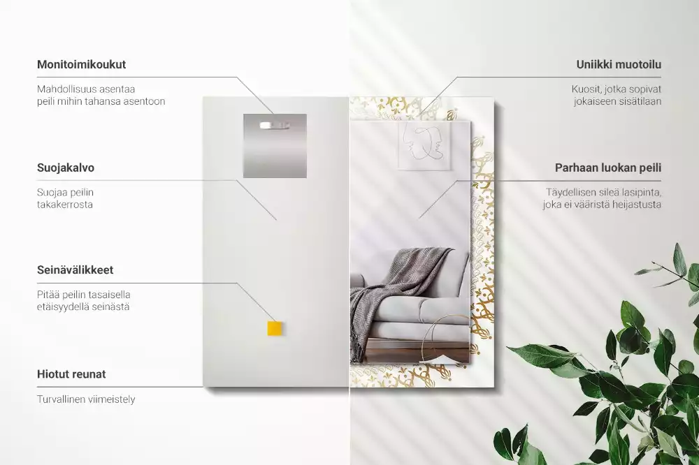 Négyszögletes díszes tükör mandala minta