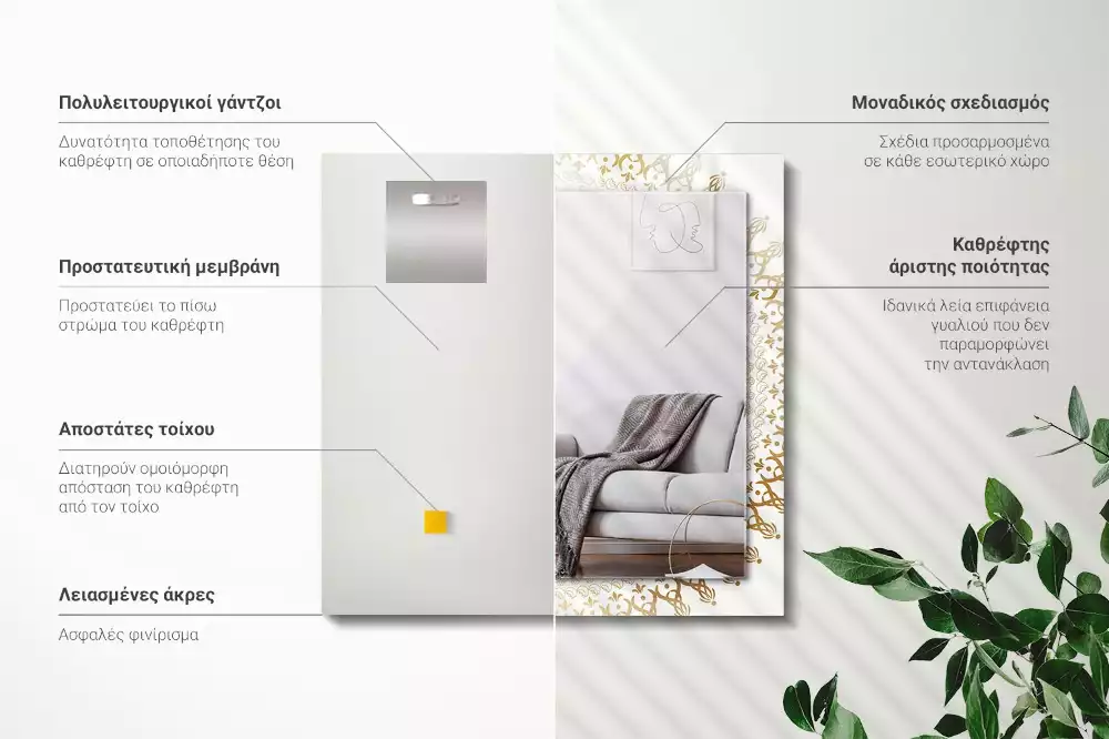 Négyszögletes díszes tükör mandala minta